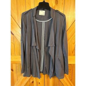 Life in Progress Womens Blazer Sz S Gray Open Drape Lightweight (3949)